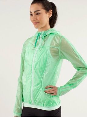 Lululemon Athelica Transparent-See Rain Jacket Windbreaker Fresh Teal Green Xs-S